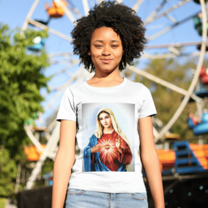 Camiseta 100% Poliester Sagrado Coração de Maria