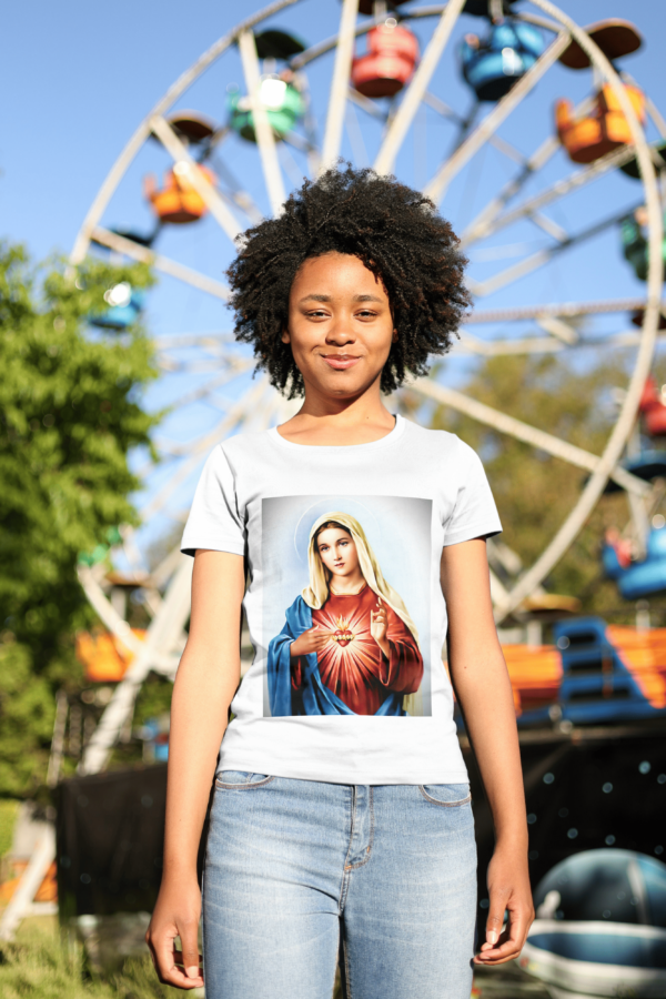 Camiseta 100% Algodão Sagrado Coração de Maria