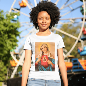 Camiseta 100% Poliester Sagrado Coração de Maria