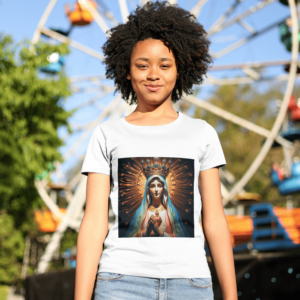 Camiseta 100% Poliester Sagrado Coração de Maria