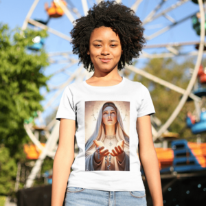 Camiseta 100% Poliester Virgem Maria