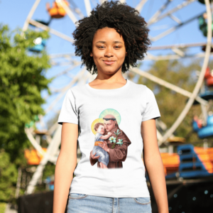 Camiseta 100% Poliester Santo Antônio