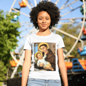 Camiseta 100% Poliester Santo Antônio