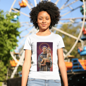 Camiseta 100% Poliester Santo Antônio